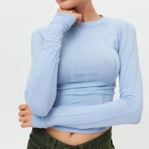 BDG light blue Long Sleeve ribbed Crewneck Women's Top
